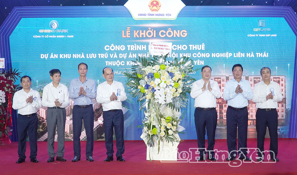 Đồng chí Phó Thủ tướng Thường trực Chính phủ Phạm Gia Túc dự lễ khởi công Dự án nhà ở xã hội, nhà ở cho thuê tại Khu công nghiệp Liên Hà Thái